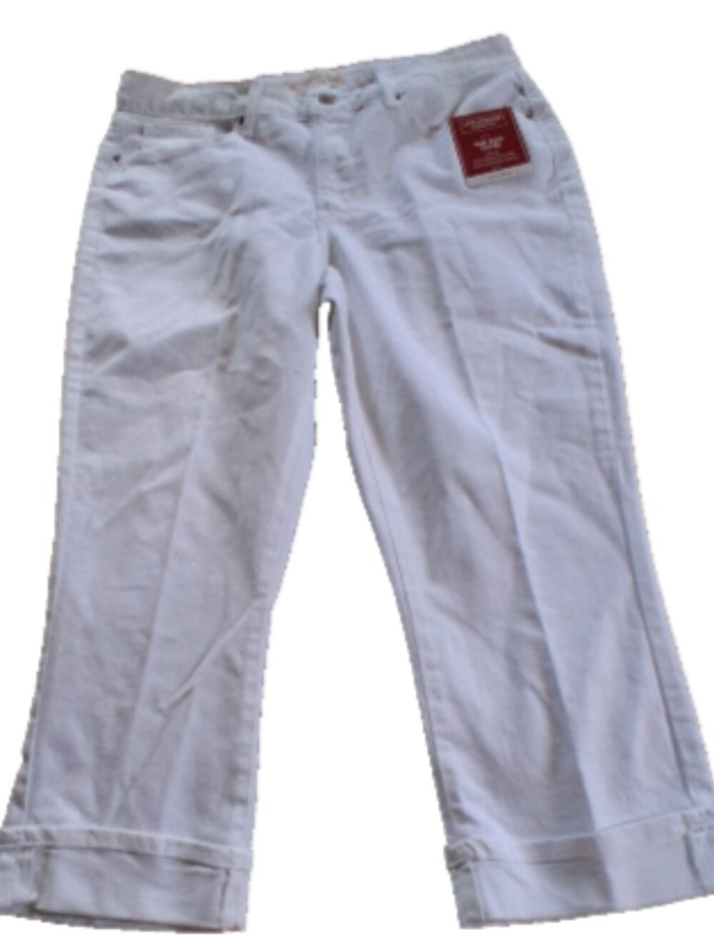 Levi Women's Size 12/W31 White Stretch 5 Pocket Design Cuffed Hem Jeans Capri